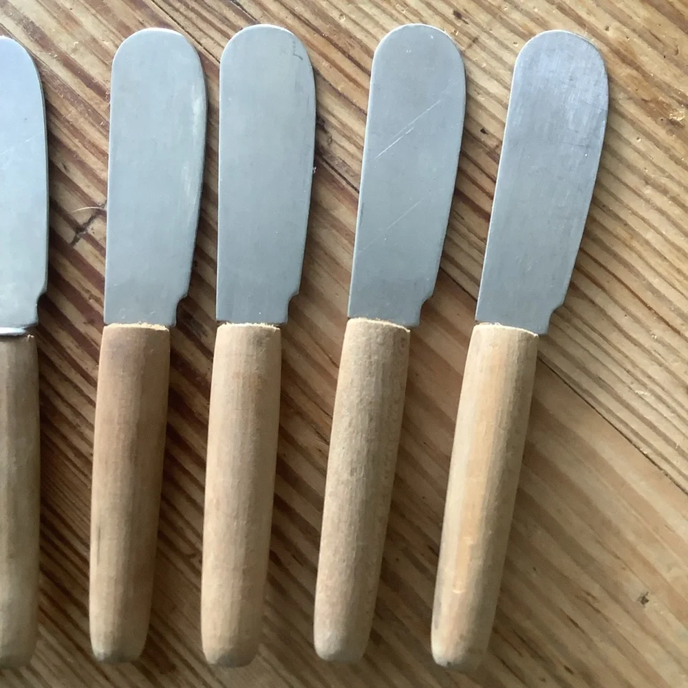 Vintage 7 Japan Wood Handle Hors D’Oeuvres Butter Spreaders